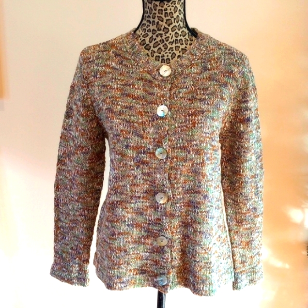 River Ladies Knit Cardigan Sweater Size:S Color:Green,Gray,White